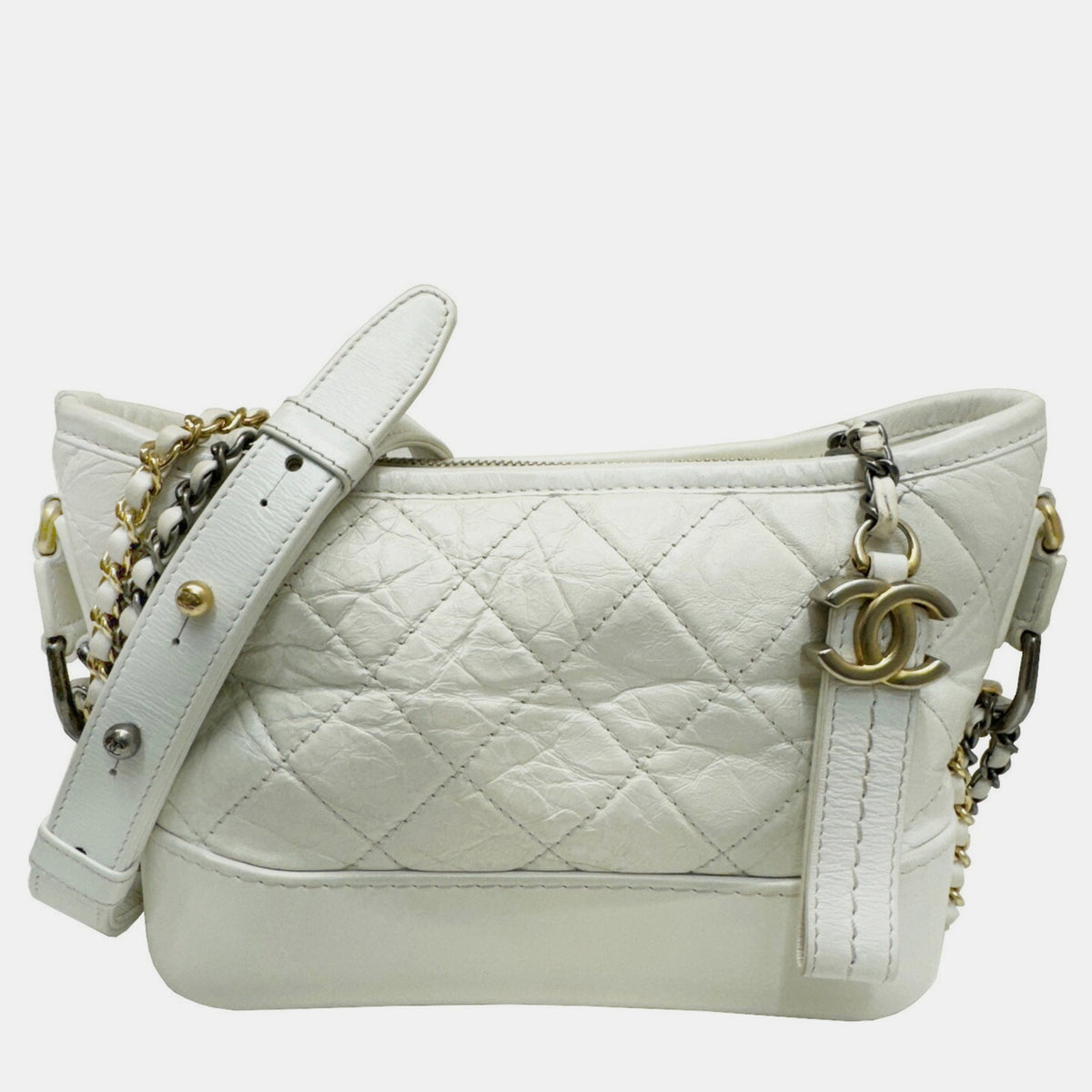 Chanel White Lambskin Calfskin Gabriel Small Hobo Bag