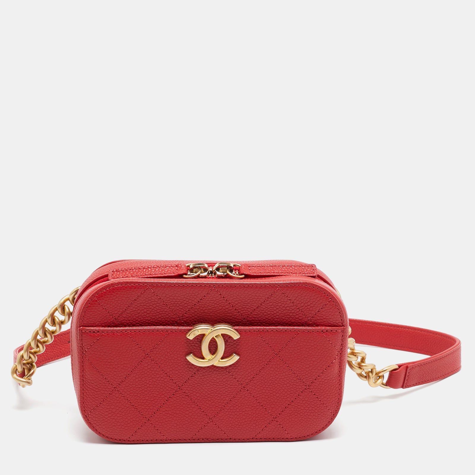 Chanel Sac ceinture chic Affinity en cuir caviar matelassé rouge