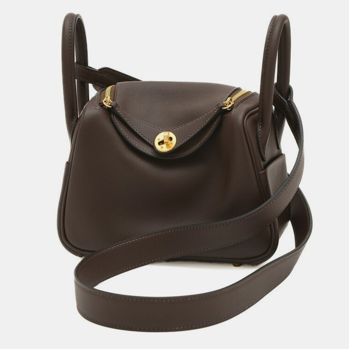 Hermès Mocha New Blue Jean Swift Lindy Verso Bag