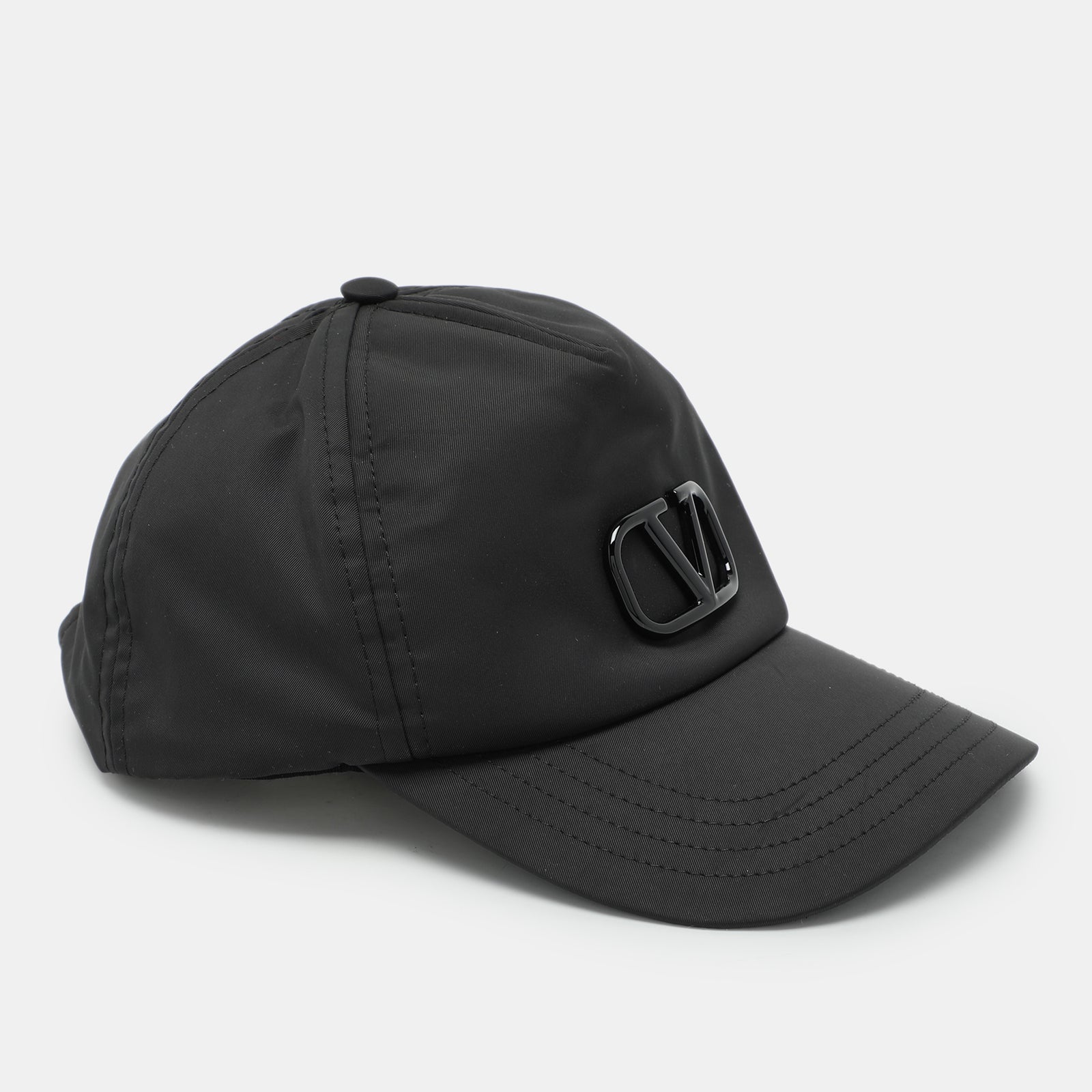 Valentino Black Nylon Logo Baseball Cap