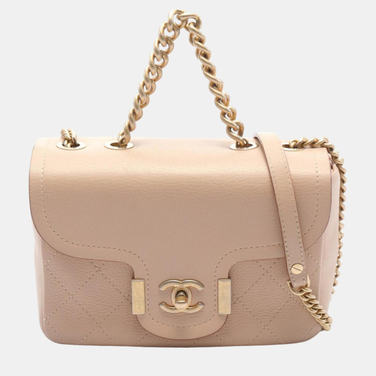 Chanel Beige Leather Matelasse Shoulder Bag