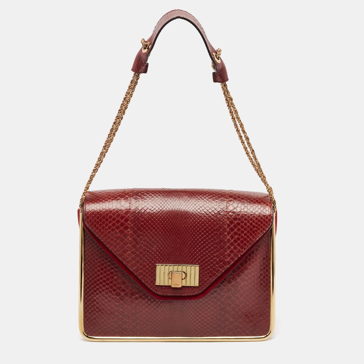 Chloe Red Python Medium Sally Shoulder Bag