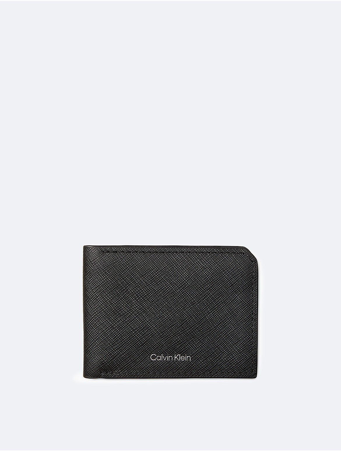 Calvin Klein Saffiano Leather Slim Bifold Wallet - Black