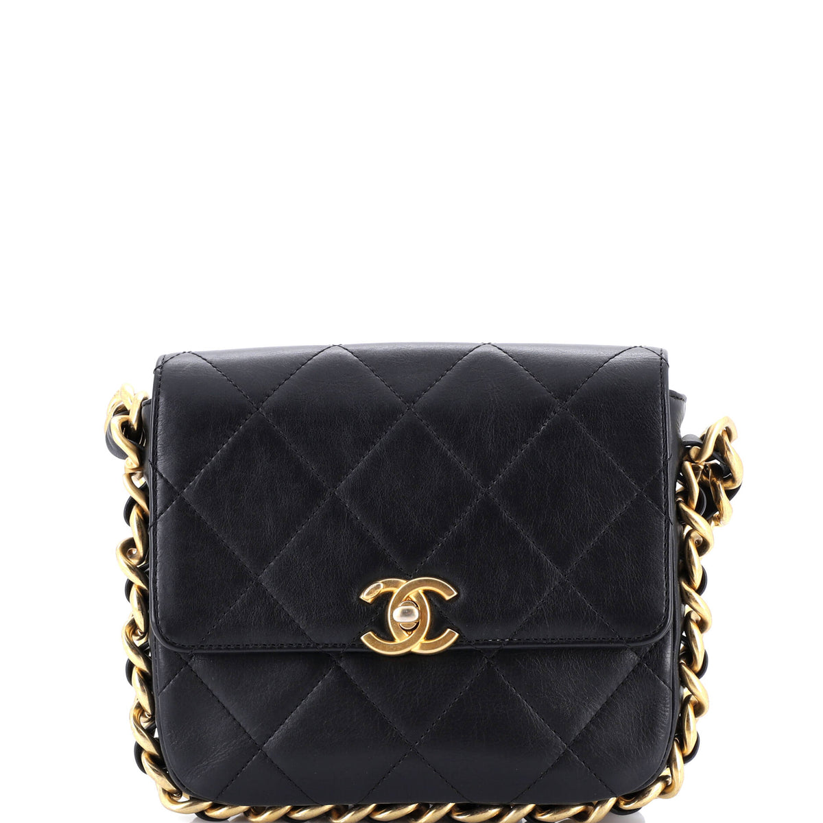 Chanel CHANEL Framing Chain Flap Bag Quilted Calfskin Small