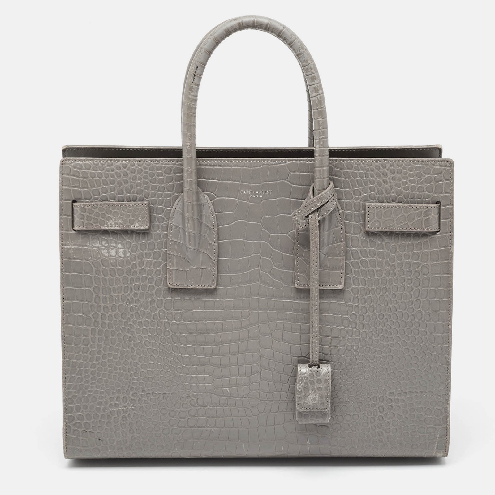 Saint Laurent Paris Saint Laurent Grey Croc Embossed Leather Small Classic Sac De Jour Tote