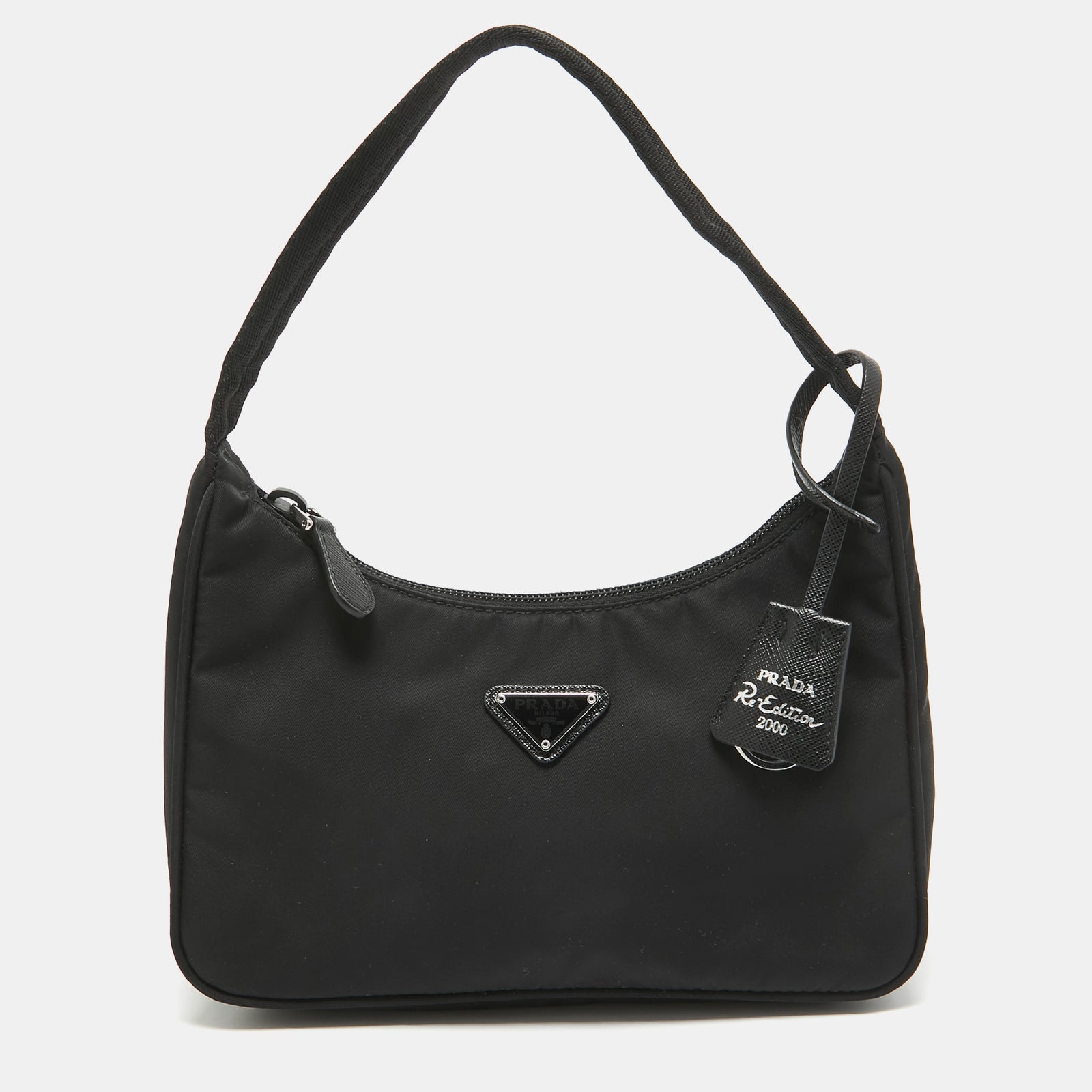 Prada Black Nylon Re-Edition 2000 Baguette Bag