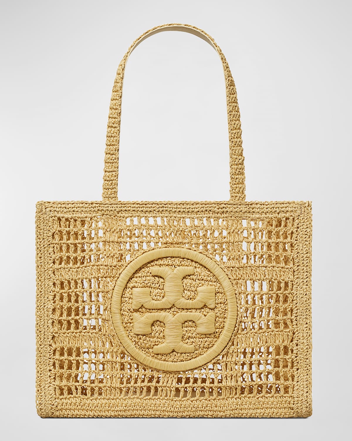 Tory Burch Ella Small Crochet Straw Tote Bag