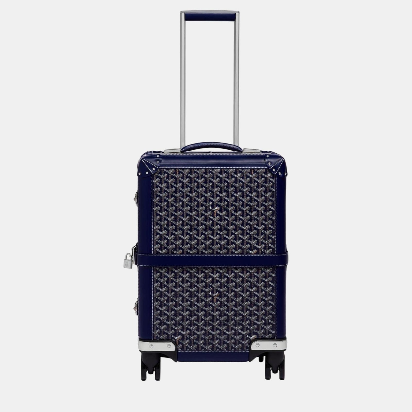 Goyard Navy Blue Goyardine Canvas & Clamecy Cowhide Bourget PM Trolley Case