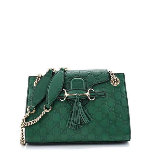 GUCCI Emily Chain Flap Shoulder Bag Guccissima Leather Small