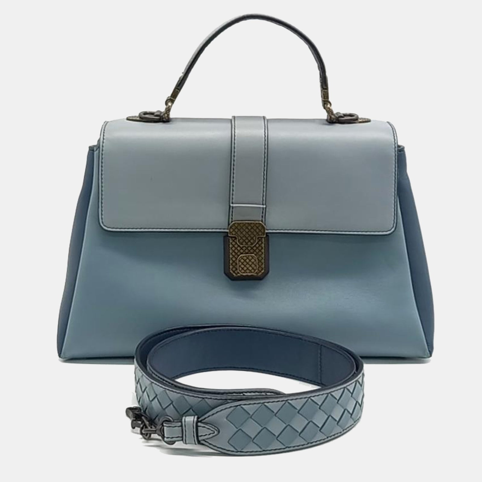 Bottega Veneta Mittelgroße Piazza-Tasche aus Nappaleder in Blau