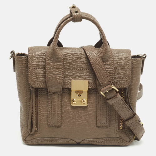 Beige Leather Pashli Satchels