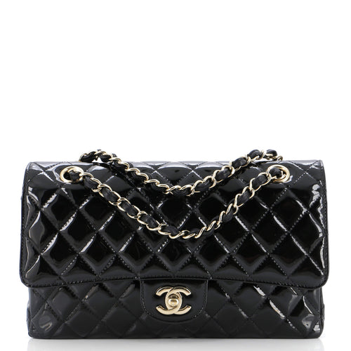 CHANEL Classic Double Flap Bag Quilted Patent Medium