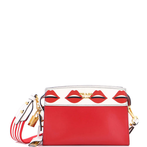PRADA Bibliotheque Crossbody Printed Saffiano Leather Small