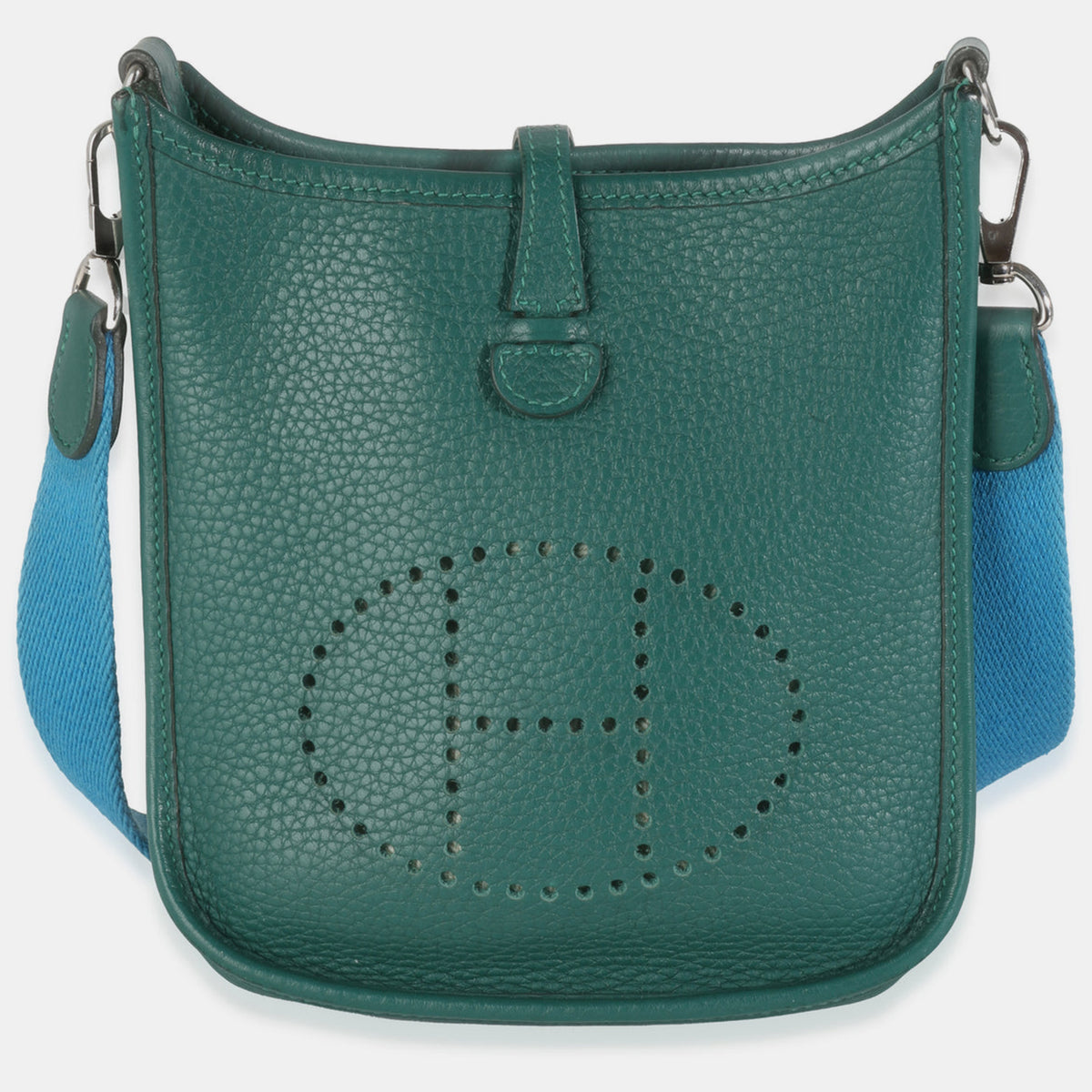 Hermès Blue Izmir Malachite Clemence Mini Evelyne TPM PHW