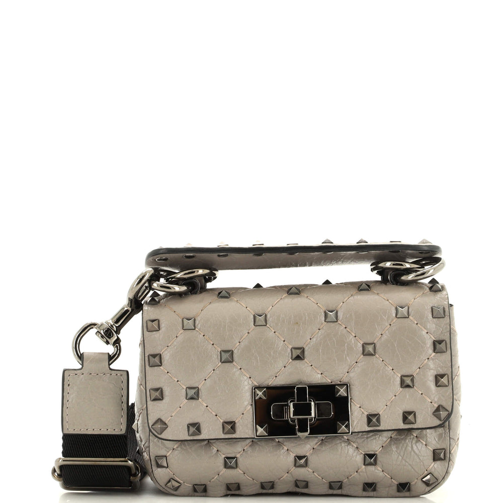 VALENTINO GARAVANI Rockstud Spike Flap Bag Quilted Leather Micro