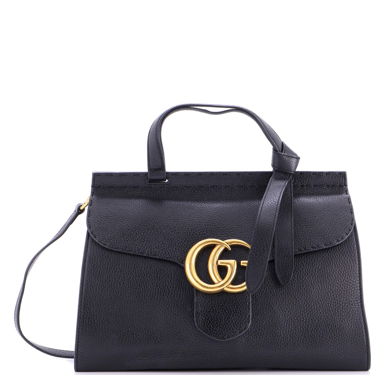 Gucci GUCCI GG Marmont Top Handle Bag Leather Small