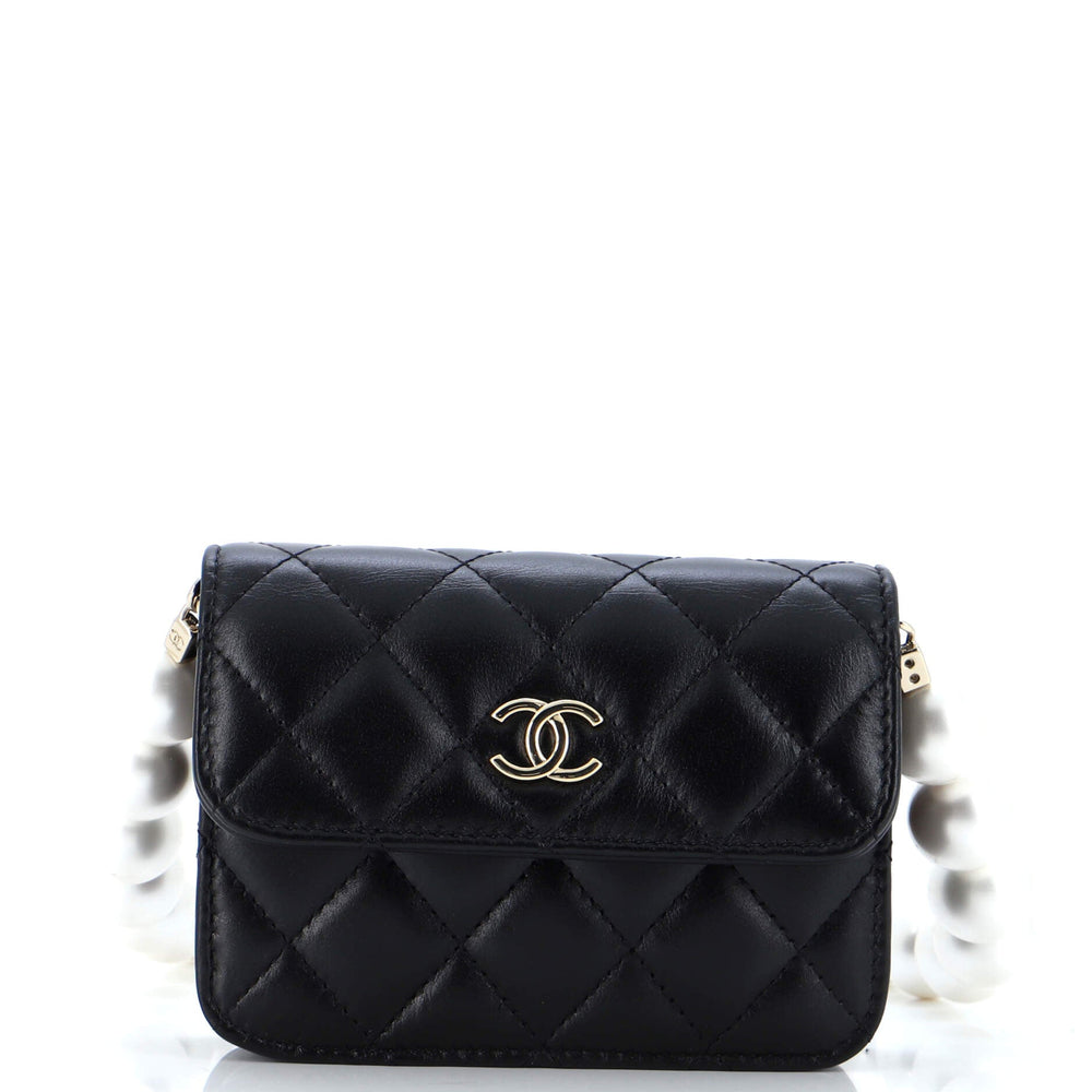 CHANEL Pearl Strap CC Wallet on Chain Quilted Calfskin Mini