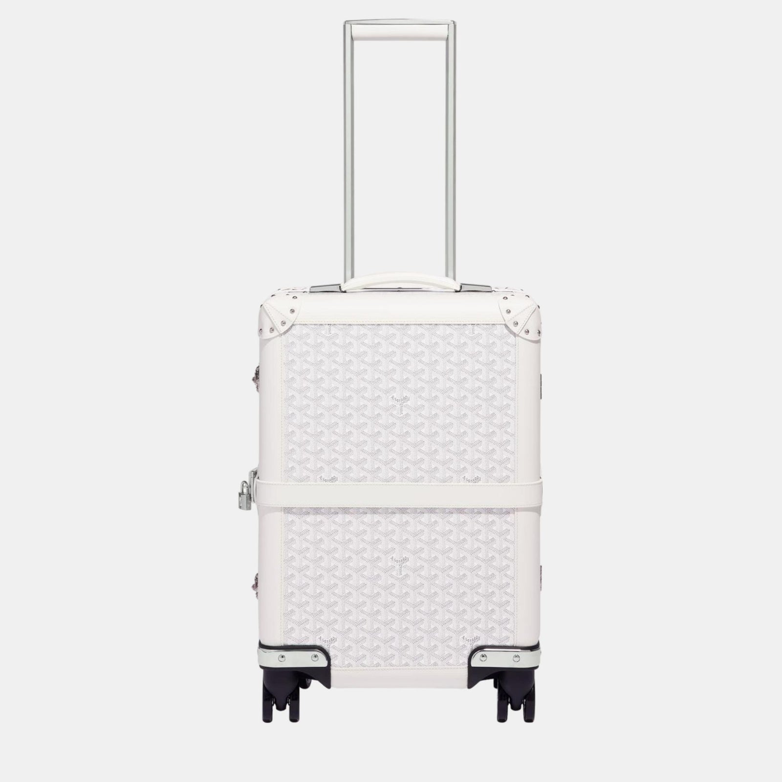 Goyard White Goyardine Canvas & Clamecy Cowhide Bourget PM Trolley Case