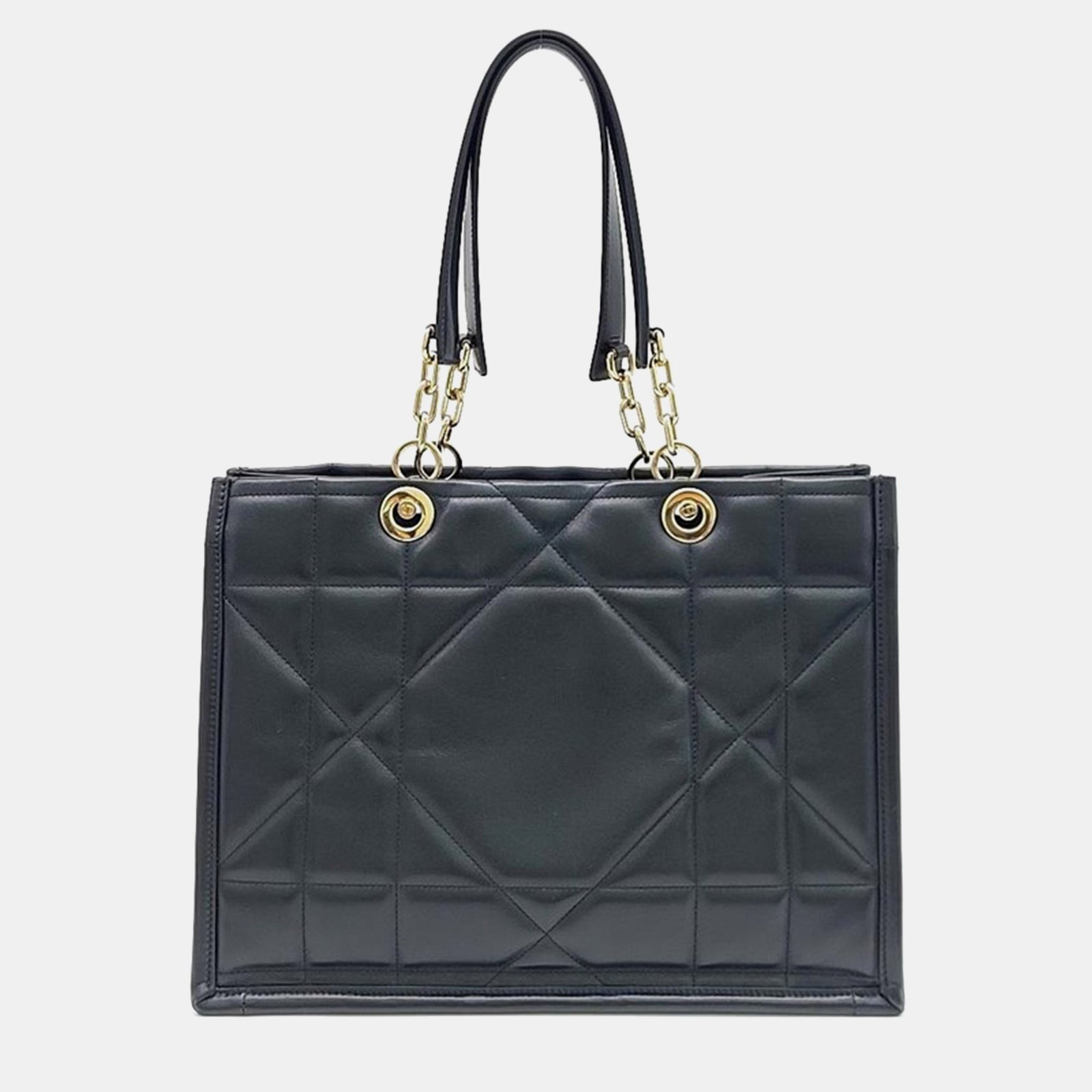 Dior Christian Black Leather Essential Medium Tote Bag