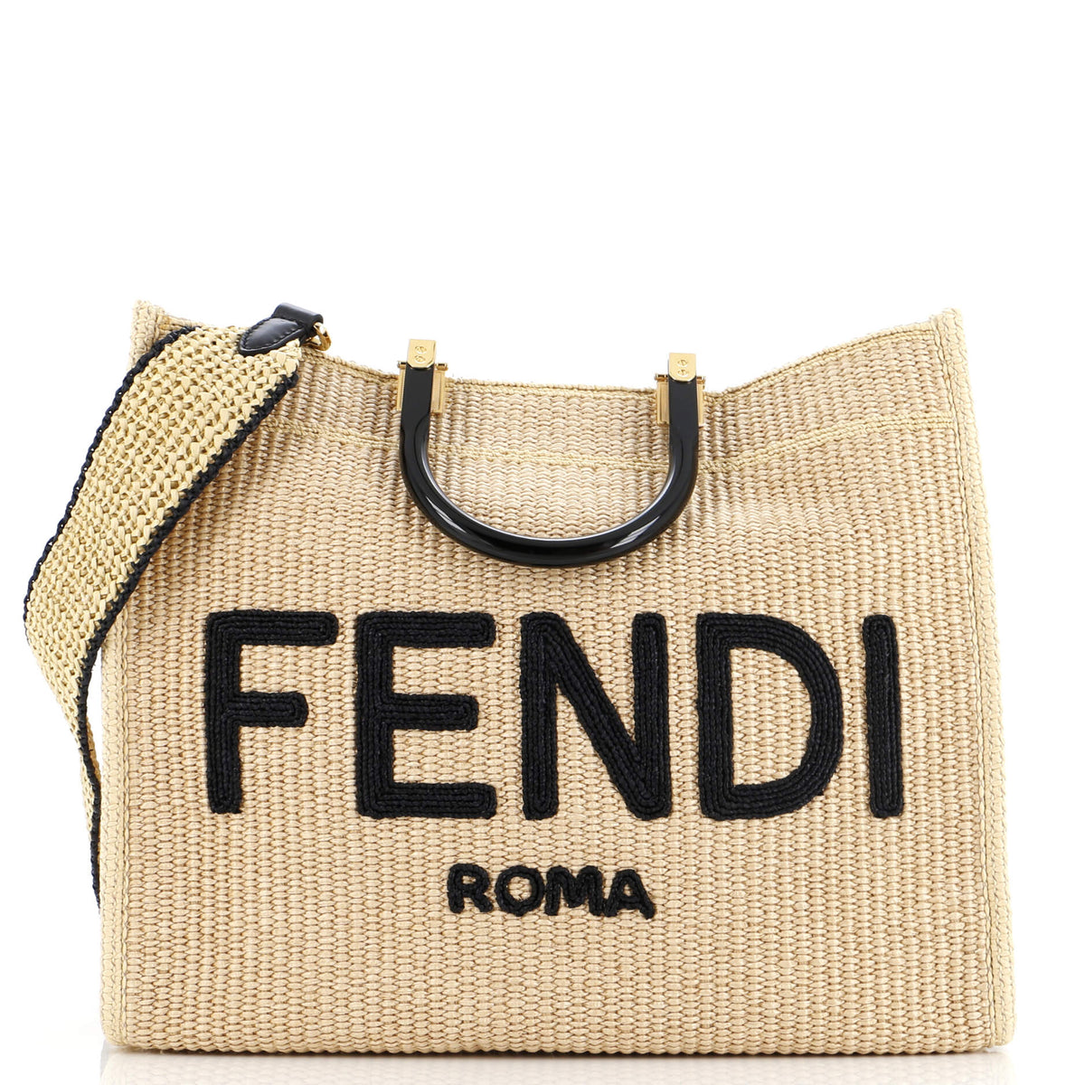 Fendi FENDI Sunshine Shopper Tote Woven Raffia Medium