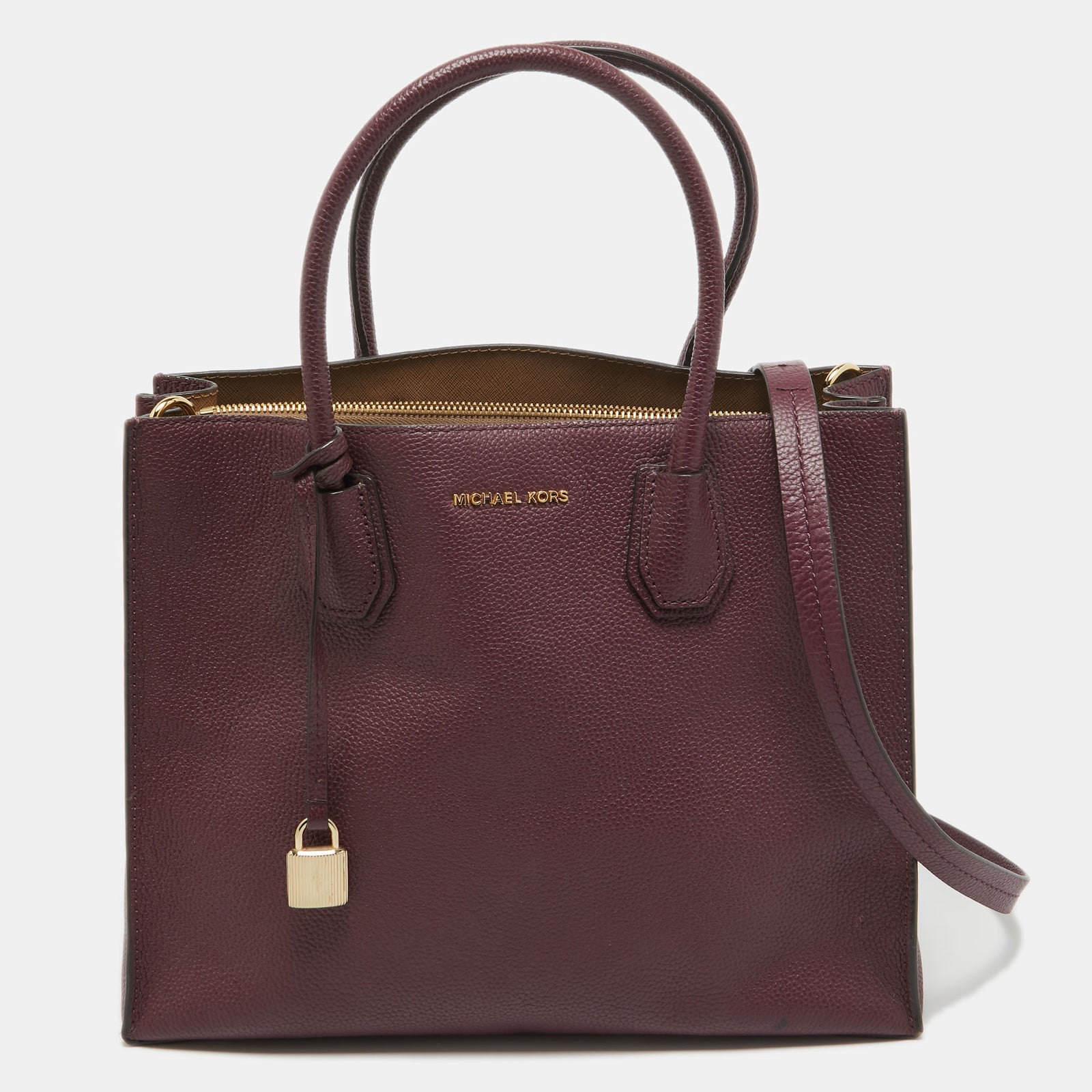 Michael Kors Burgundy Grained Leather Large Mercer Tote