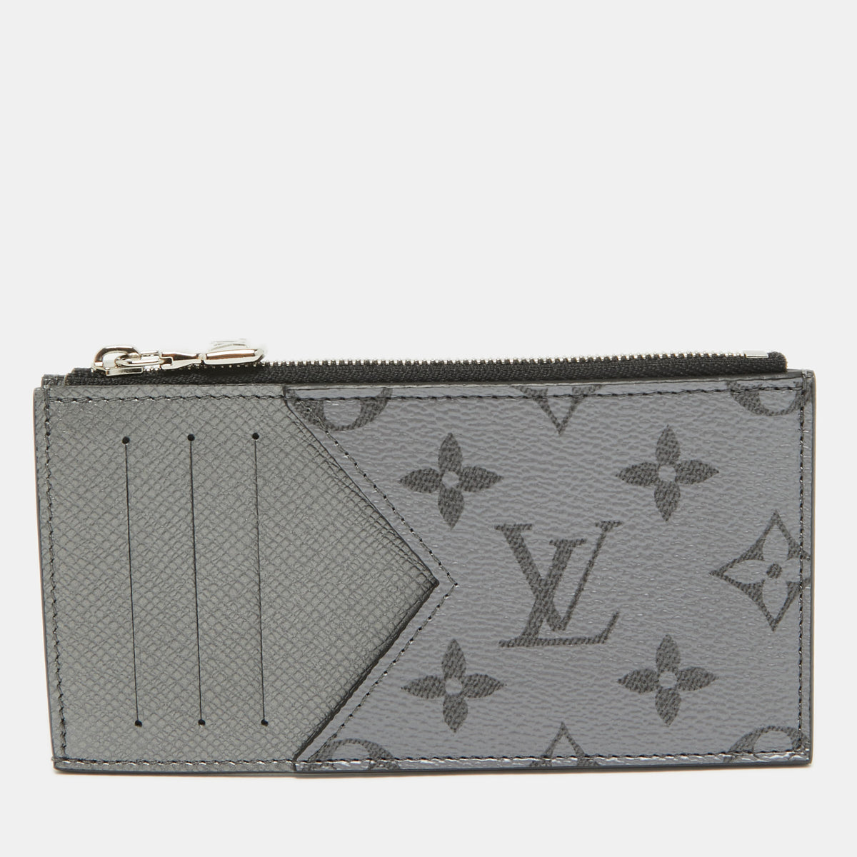 Louis Vuitton Silver Monogram Canvas and Taiga Leather Coin Card Holder