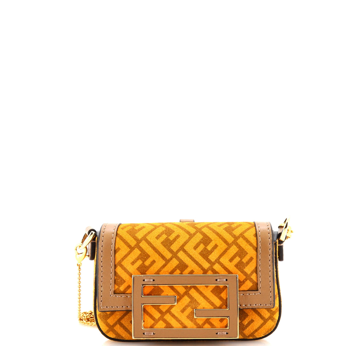 Fendi FENDI Chain Baguette Charm Bag Zucca Suede Nano