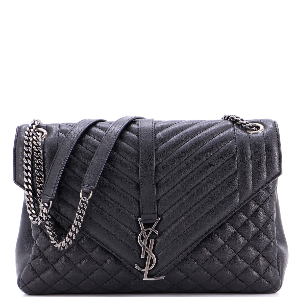 Saint Laurent Classic Monogram Envelope Satchel Mixed Matelasse Leather Large