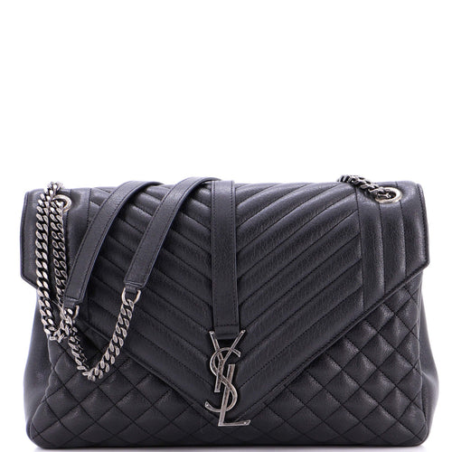 Classic Monogram Envelope Satchel Mixed Matelasse Leather Large