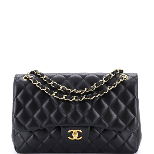 CHANEL Classic Double Flap Bag Quilted Lambskin Jumbo