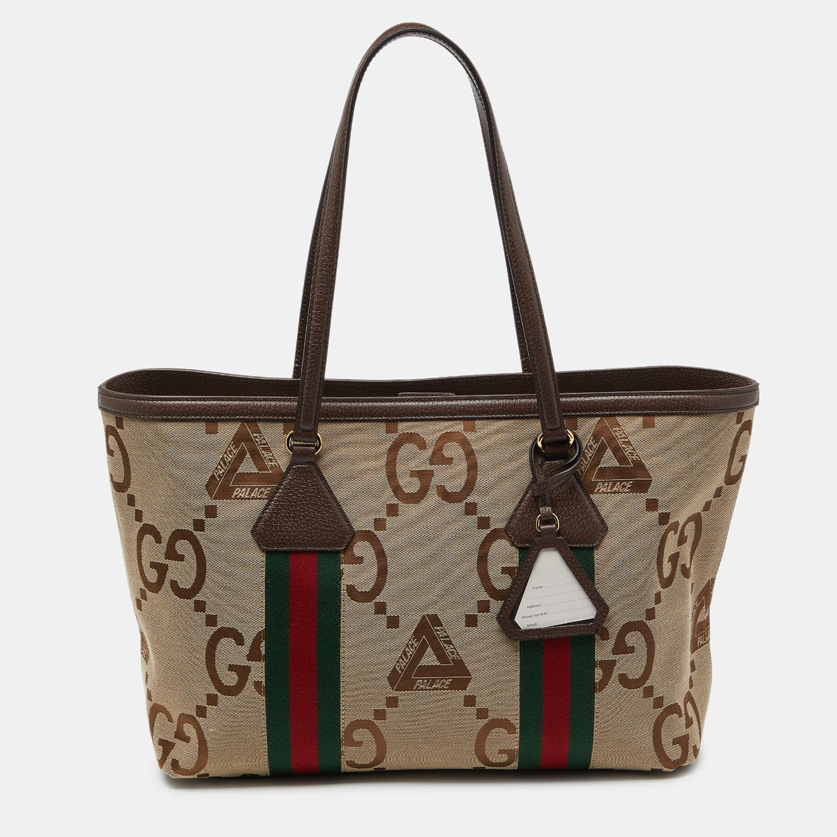 Gucci x Palace Beige/Brown Jumbo GG Canvas Medium Shopper Tote