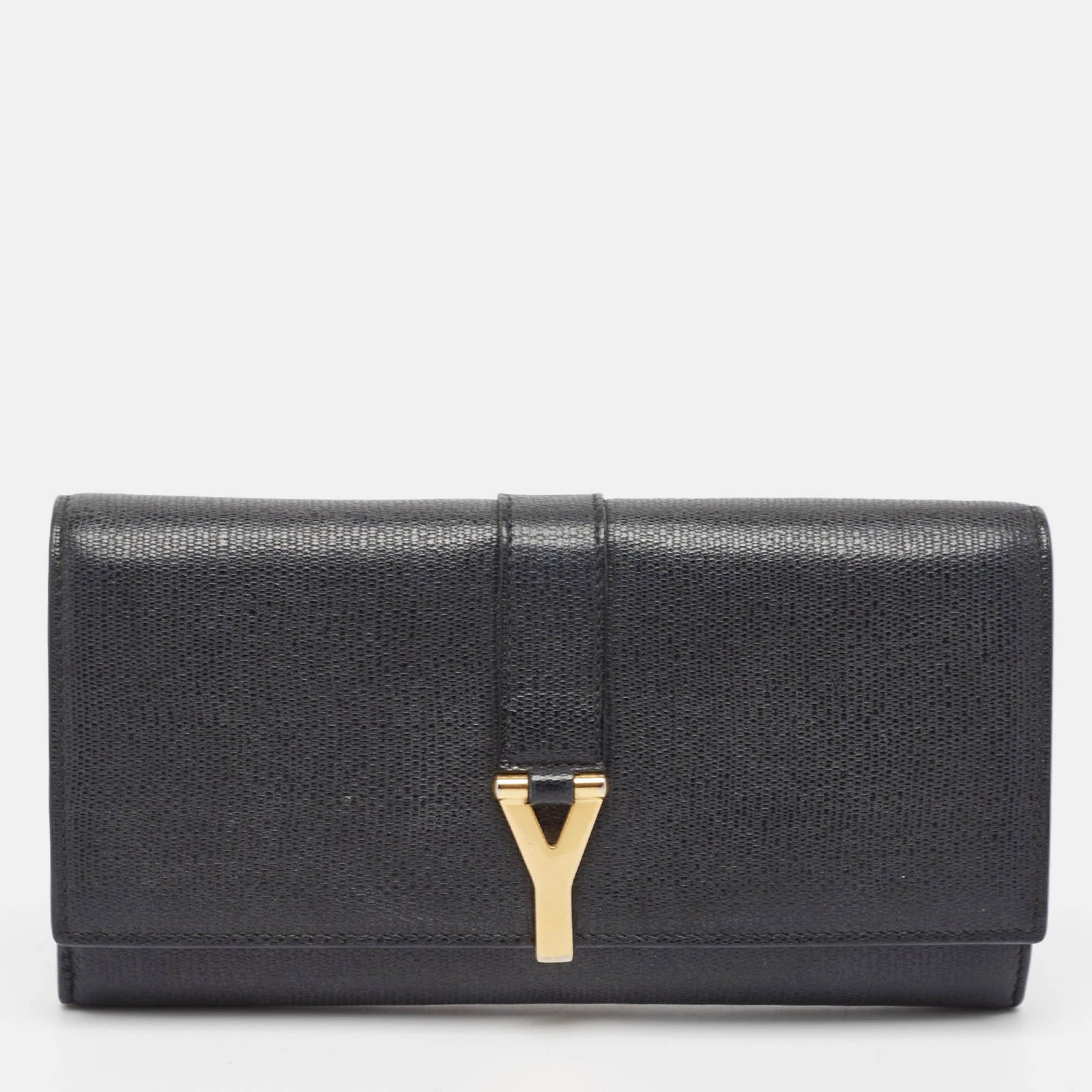 Saint Laurent Paris Saint Laurent Black Leather Y Line Flap Continental Wallet