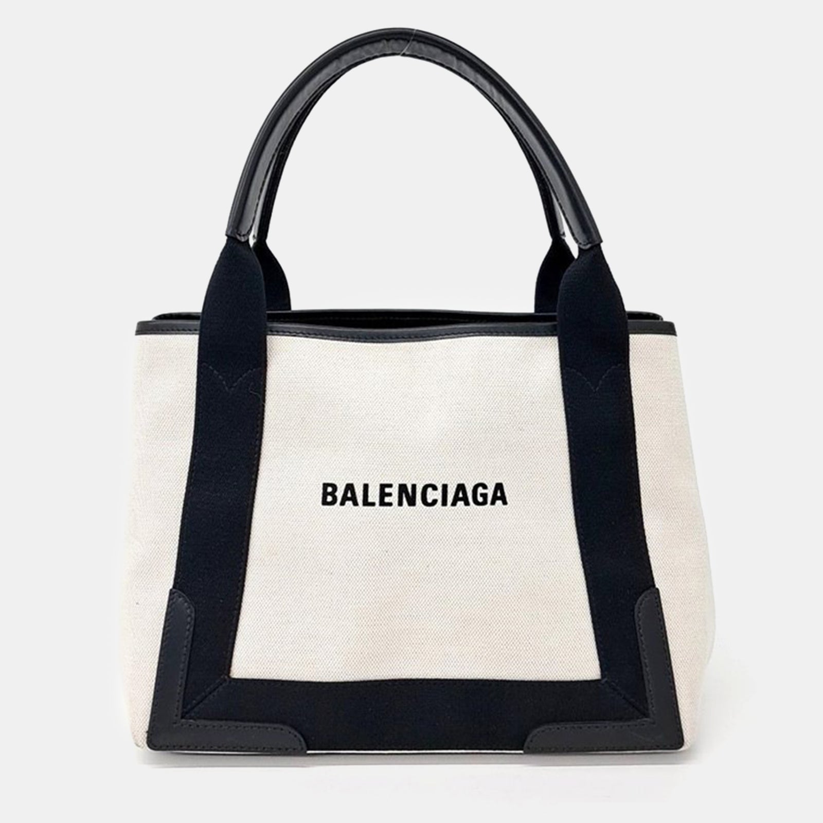 Balenciaga Cream Canvas Small Cabas Tote Bag