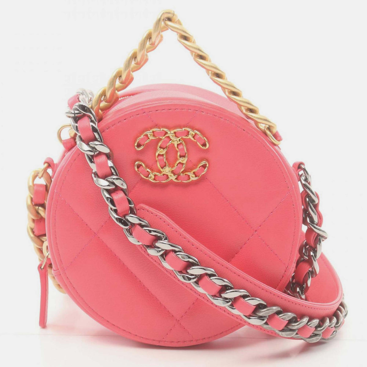Chanel Pink Lambskin Matelasse Shoulder Bag
