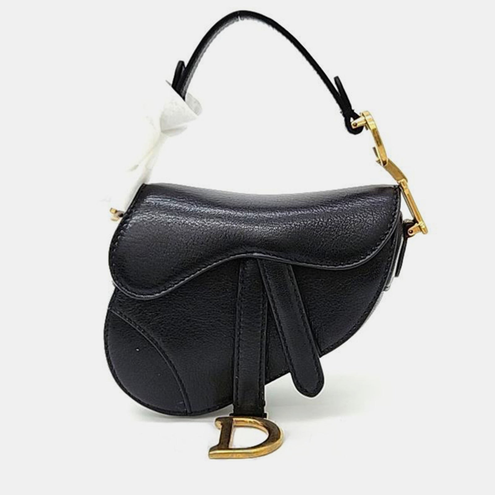 Dior Christian Black Leather Micro Saddle Bag