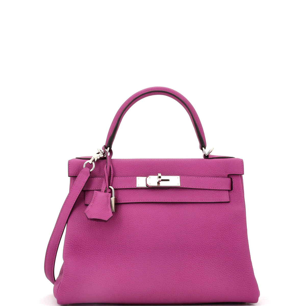 Herm?s Kelly Handbag Rose Pourpre Togo with Palladium Hardware 28