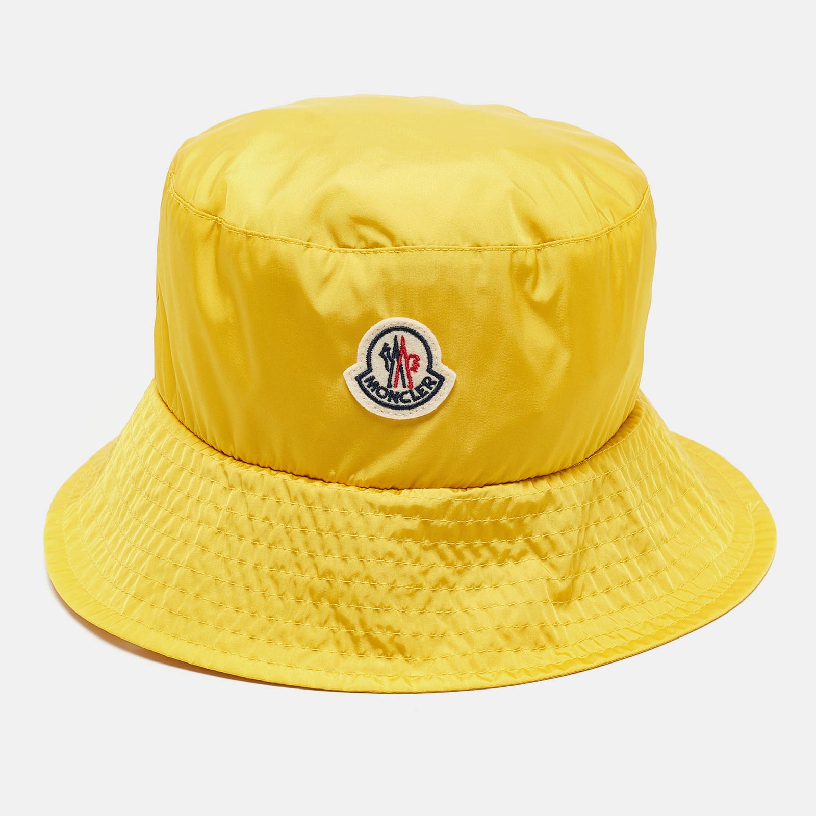 Moncler Yellow Logo Patch Nylon Bucket Hat M