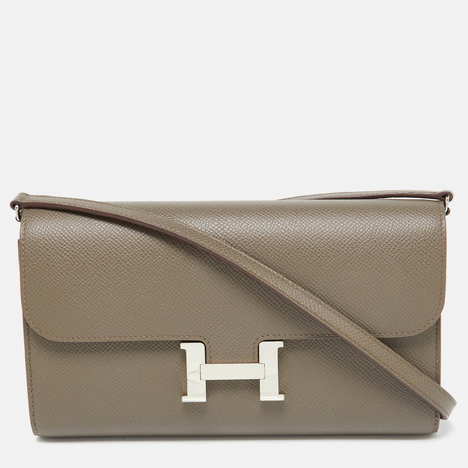 Herm?s Hermès Gris Etain Epsom Leder Constance Long To Go Geldbörse