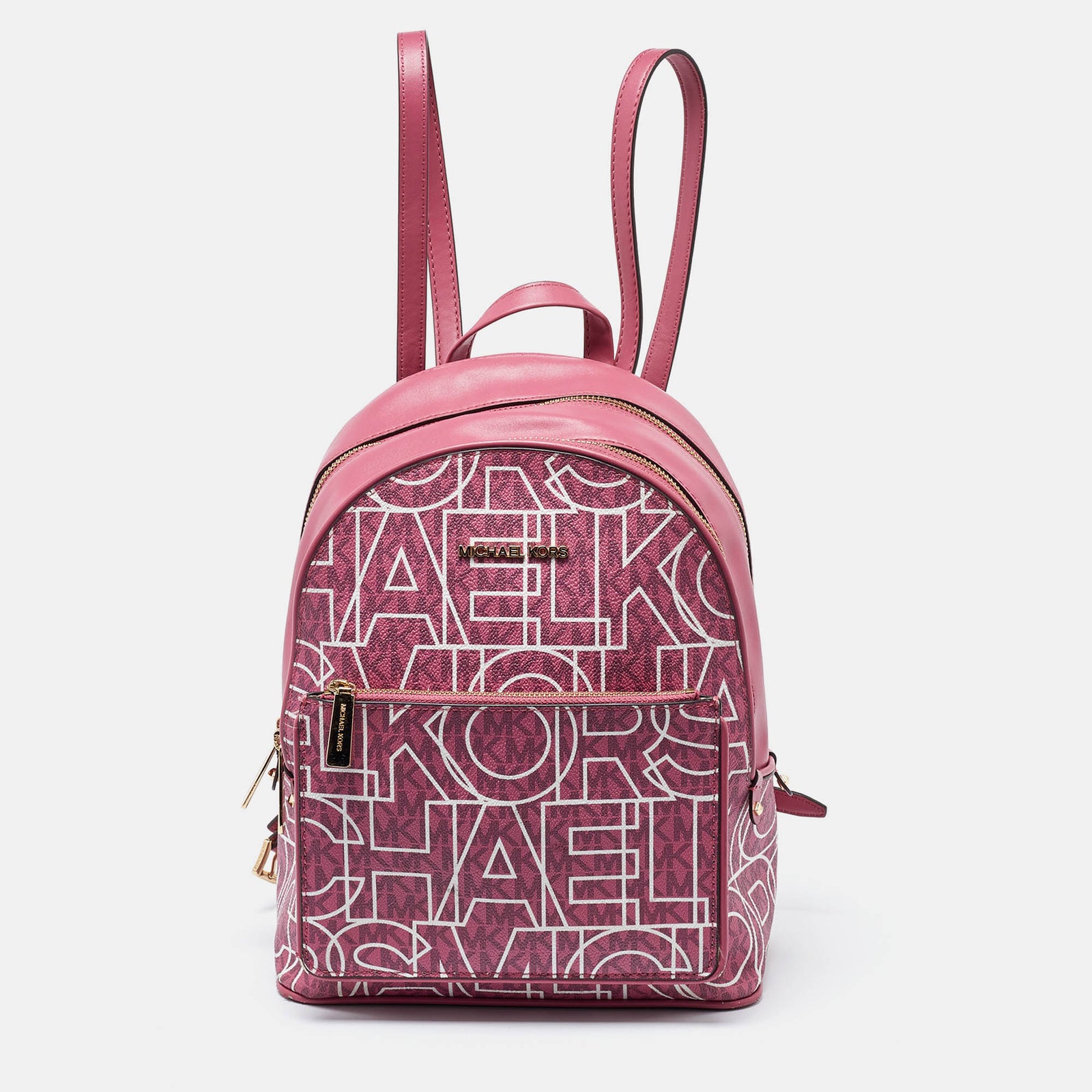 Michael Kors Pink Signature Coated Canvas and Leather Backpack