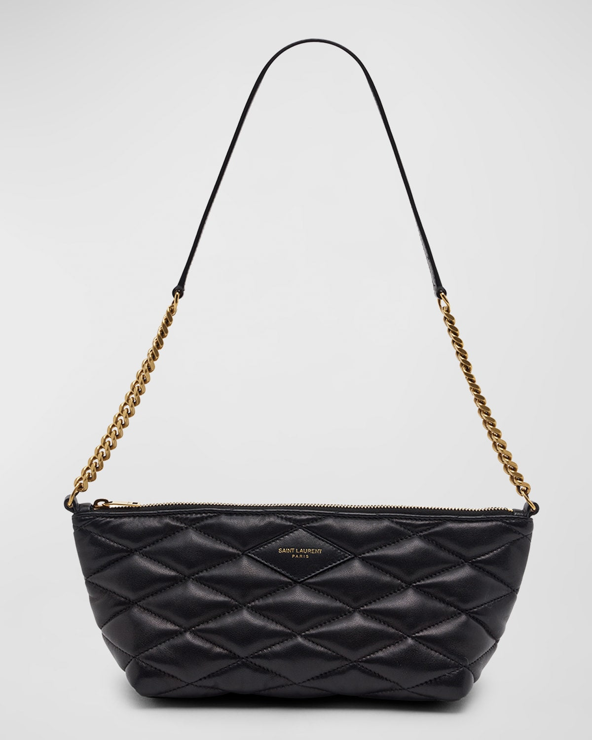 Saint Laurent Ziptop Mini Shoulder Bag in Quilted Smooth Leather