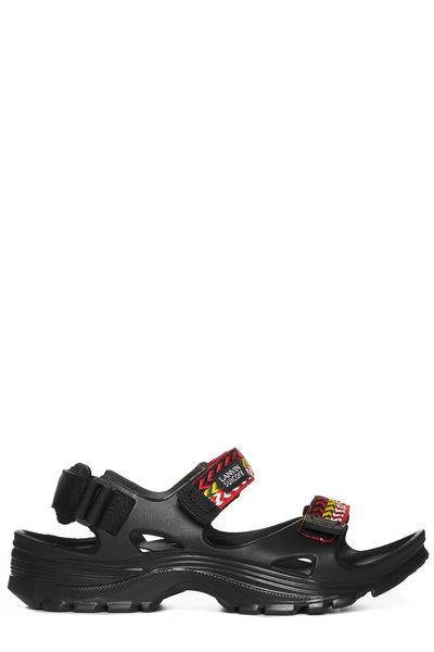 Men's Embroidered Raffia Sandals in Black | Size 40 | FMSASS0NEVATA23