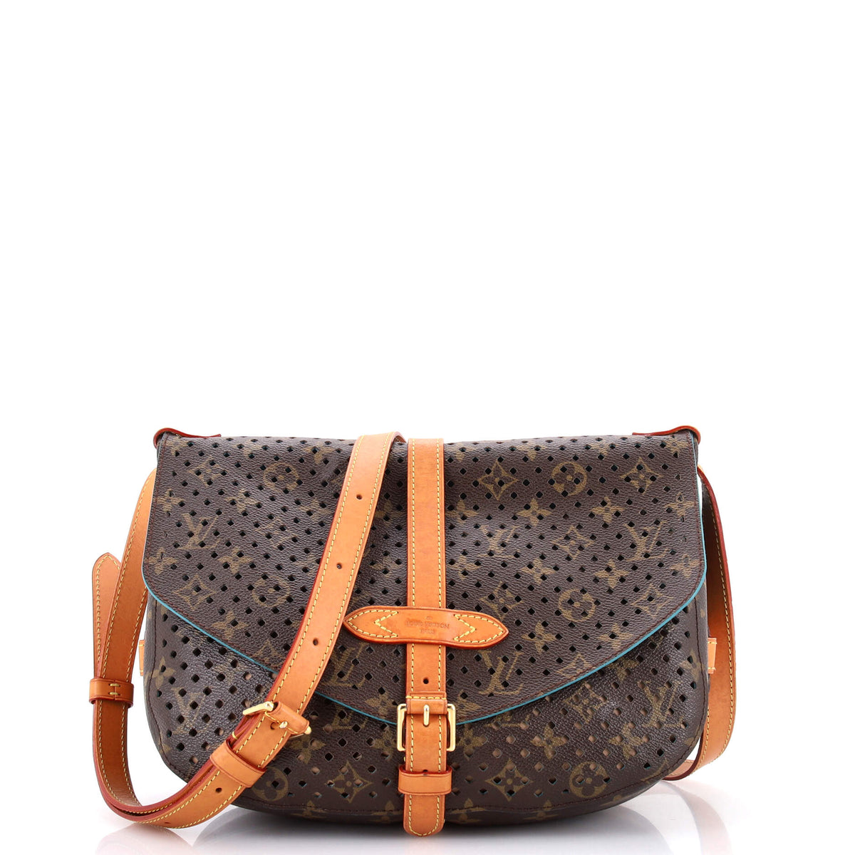Louis Vuitton Flore Saumur Handbag Perforated Monogram Canvas