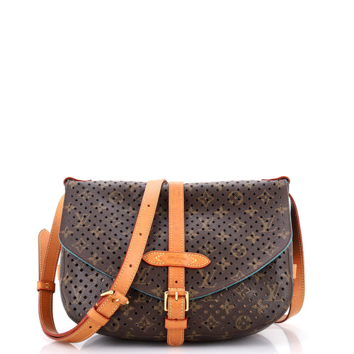 Flore Saumur Handbag Perforated Monogram Canvas