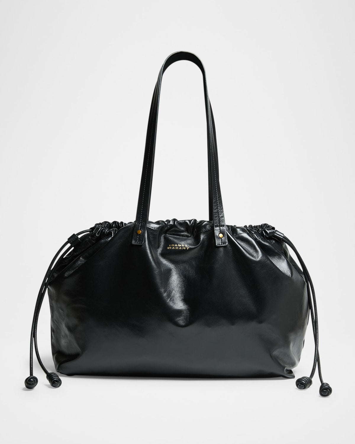 Isabel Marant Silven East-West Drawstring Leather Shoulder Bag