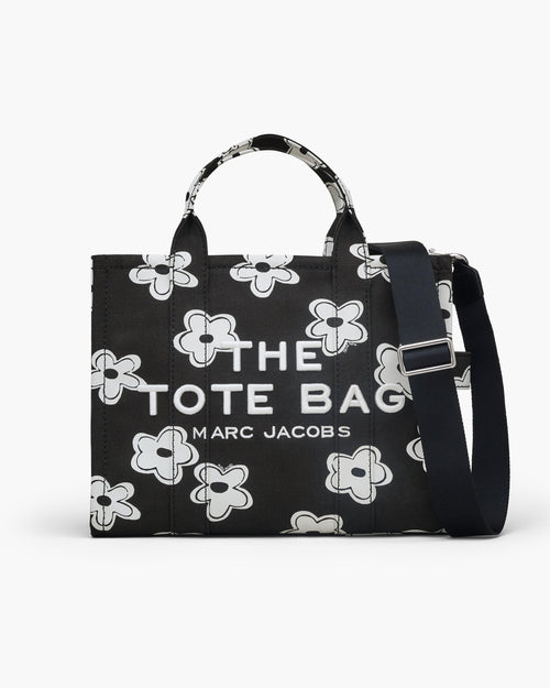 The Daisy Canvas Medium Tote Bag in Black/White