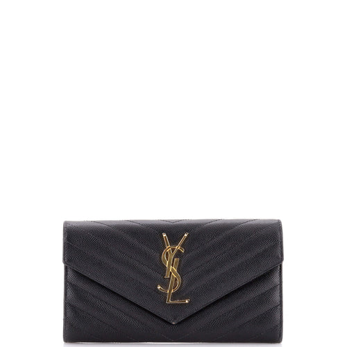 Classic Monogram Flap Wallet Matelasse Chevron Leather Large