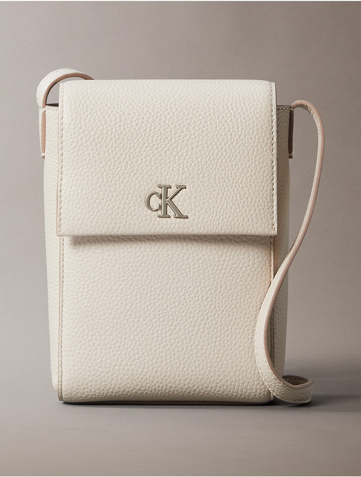 Calvin Klein Women's Minimal Monogram Phone Crossbody Bag - White