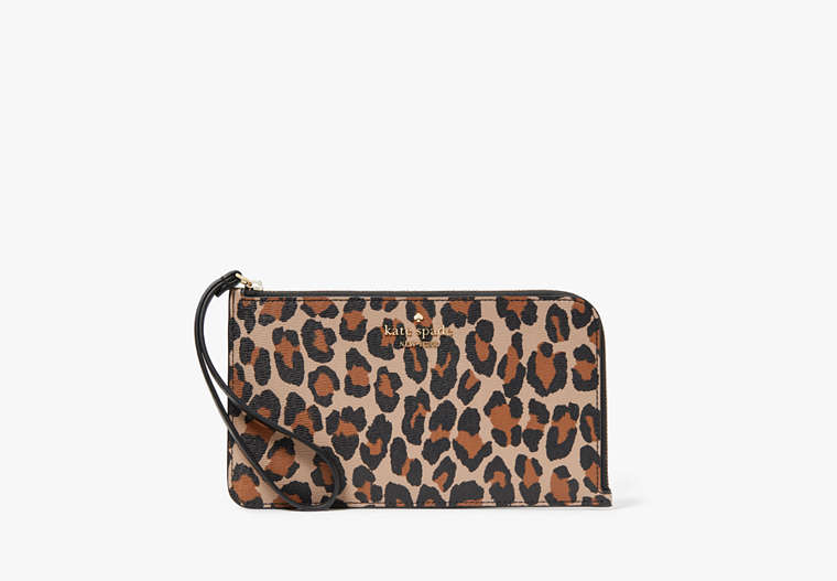 Kate Spade New York Lucy Leopard Medium L Zip Wristlet