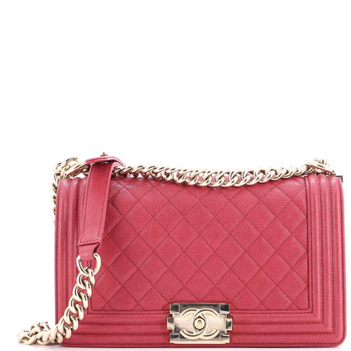 CHANEL Boy Flap Bag Quilted Caviar Old Medium