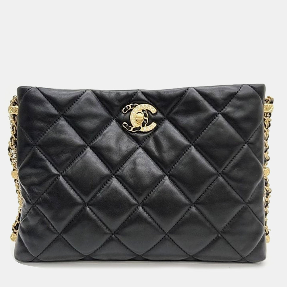 Chanel black Leather chain shoulder bag